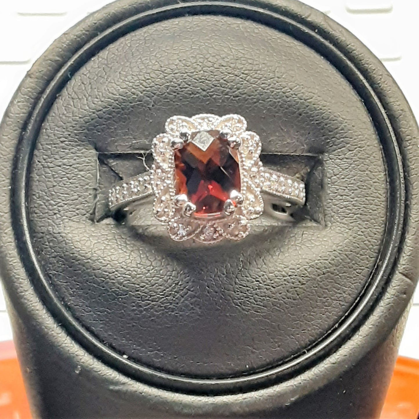 Ready to Ship cushion cut madeira citrine ring in 14k white gold