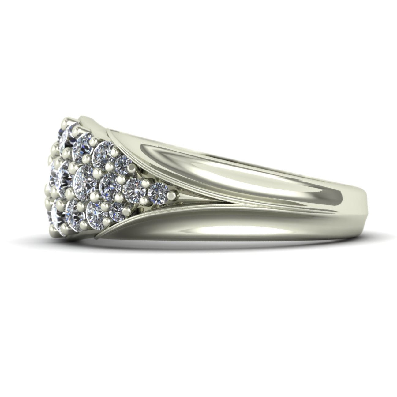 One carat diamond pavé band in 14k white gold - Charles Babb Designs - side view
