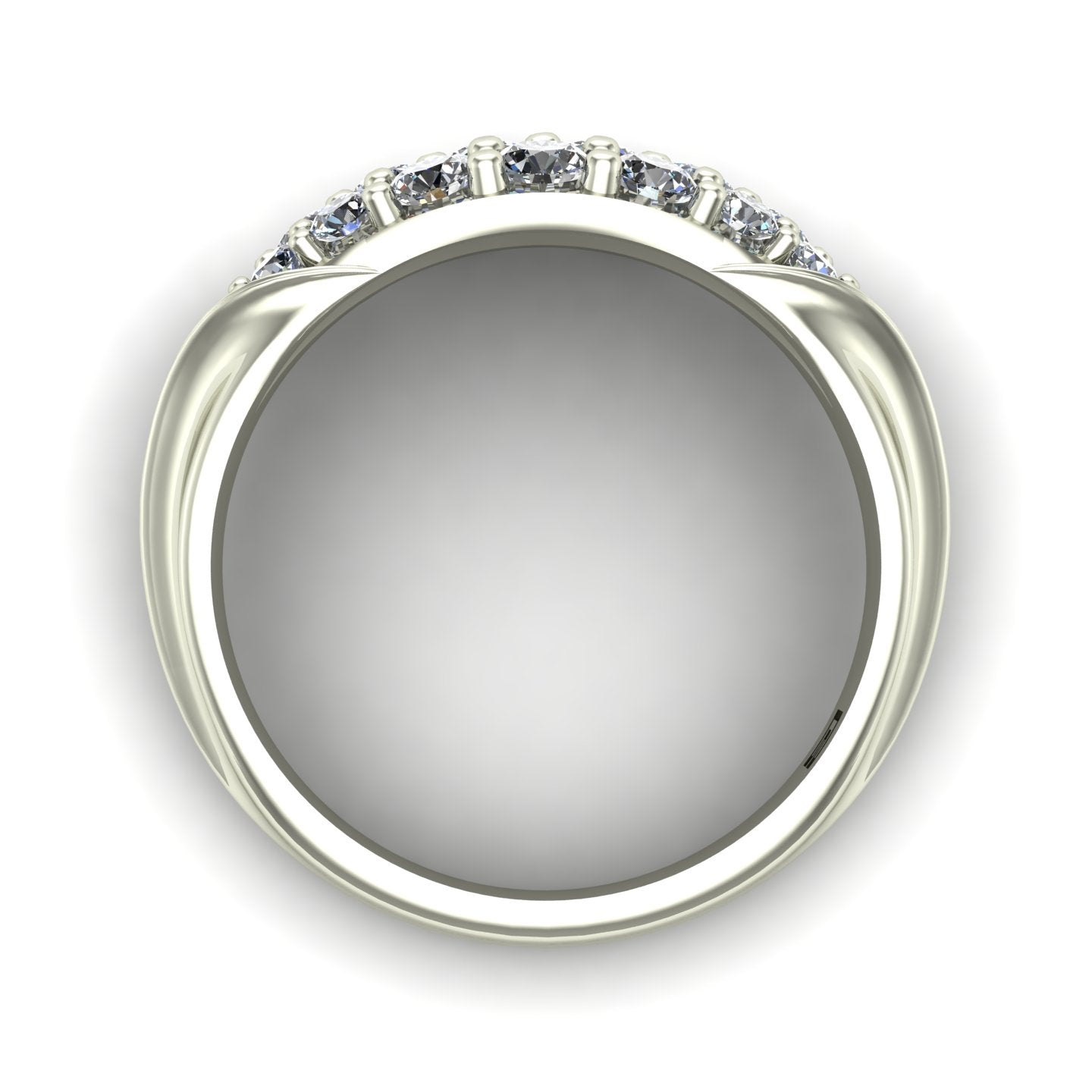 One carat diamond pavé band in 14k white gold - Charles Babb Designs -through finger view