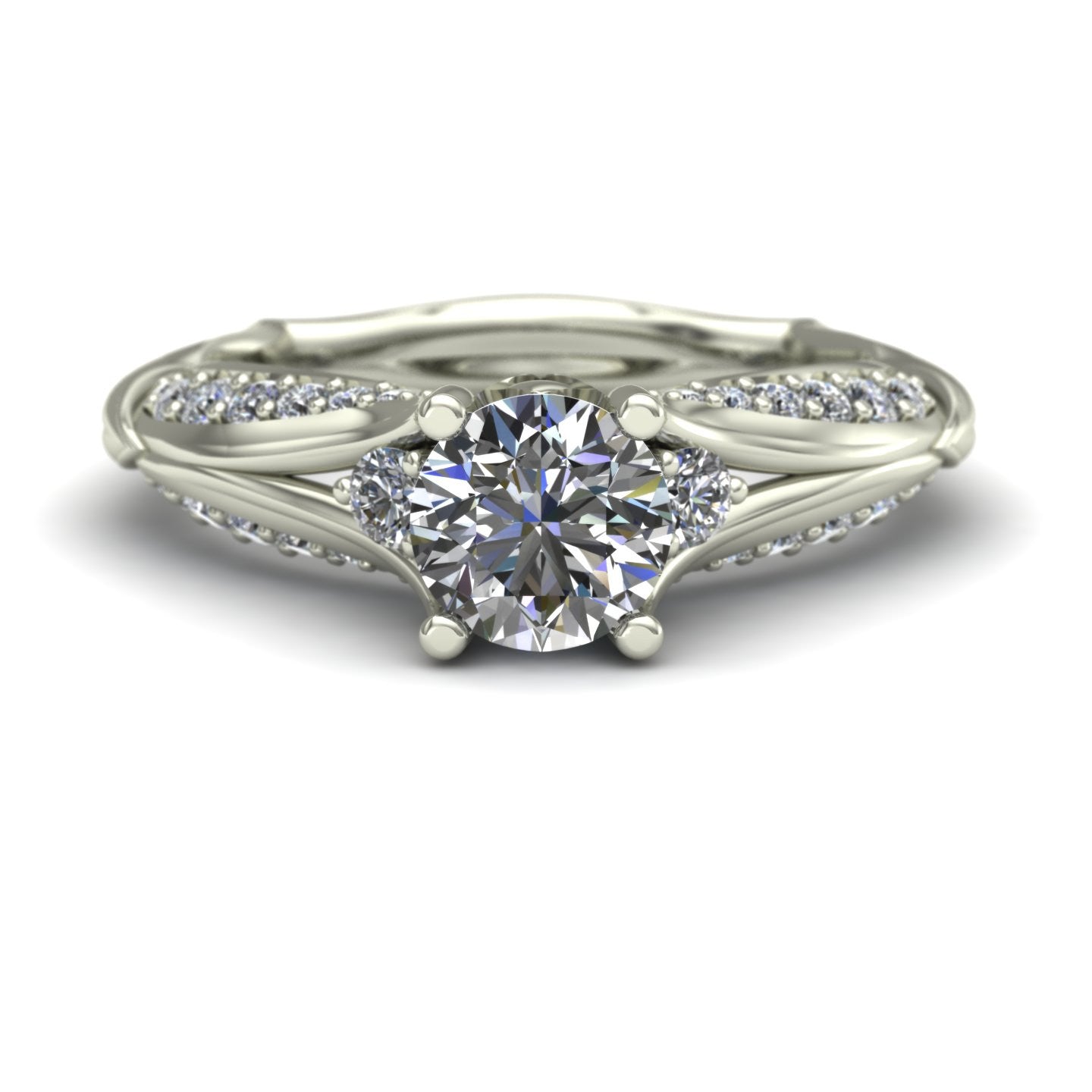 three quarter carat diamond solitaire engagement ring in 14k white gold - Charles Babb Designs - top view