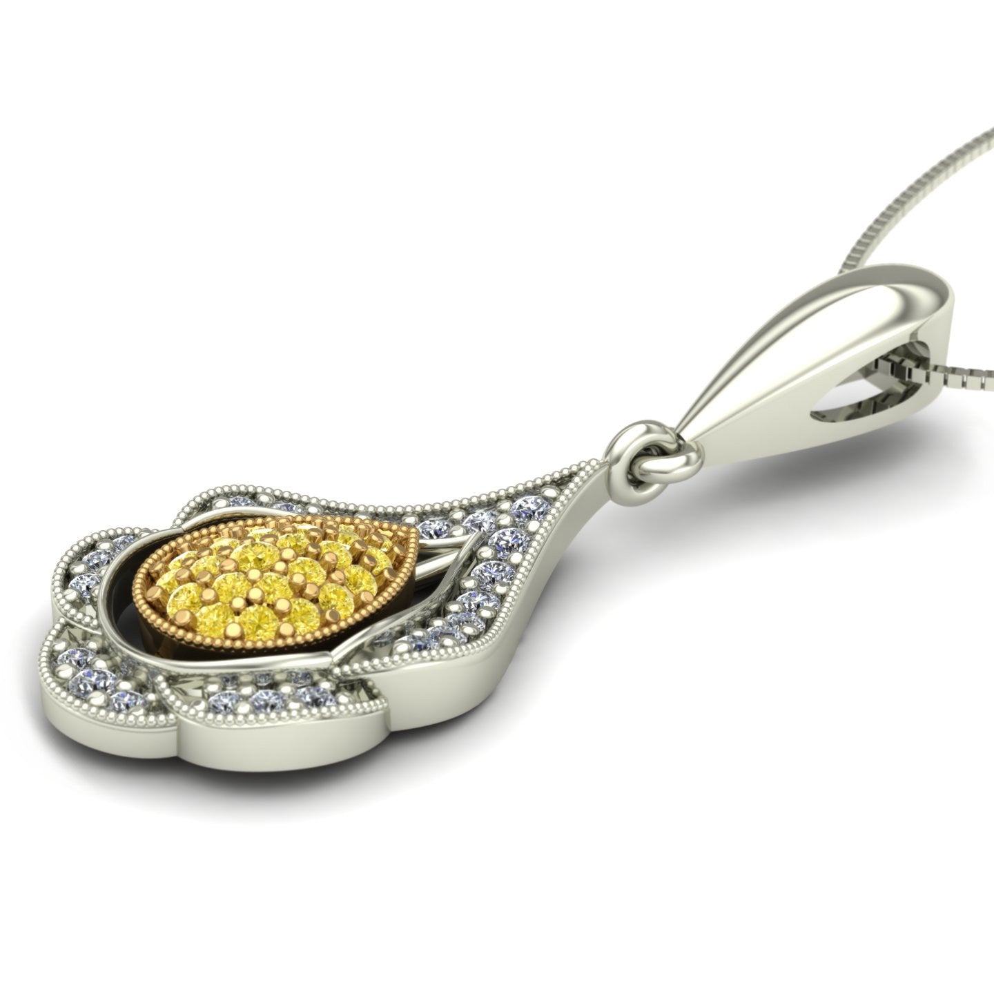 Yellow diamond pavé pendant in 14k yellow and white gold - Charles Babb Designs
 - 2
