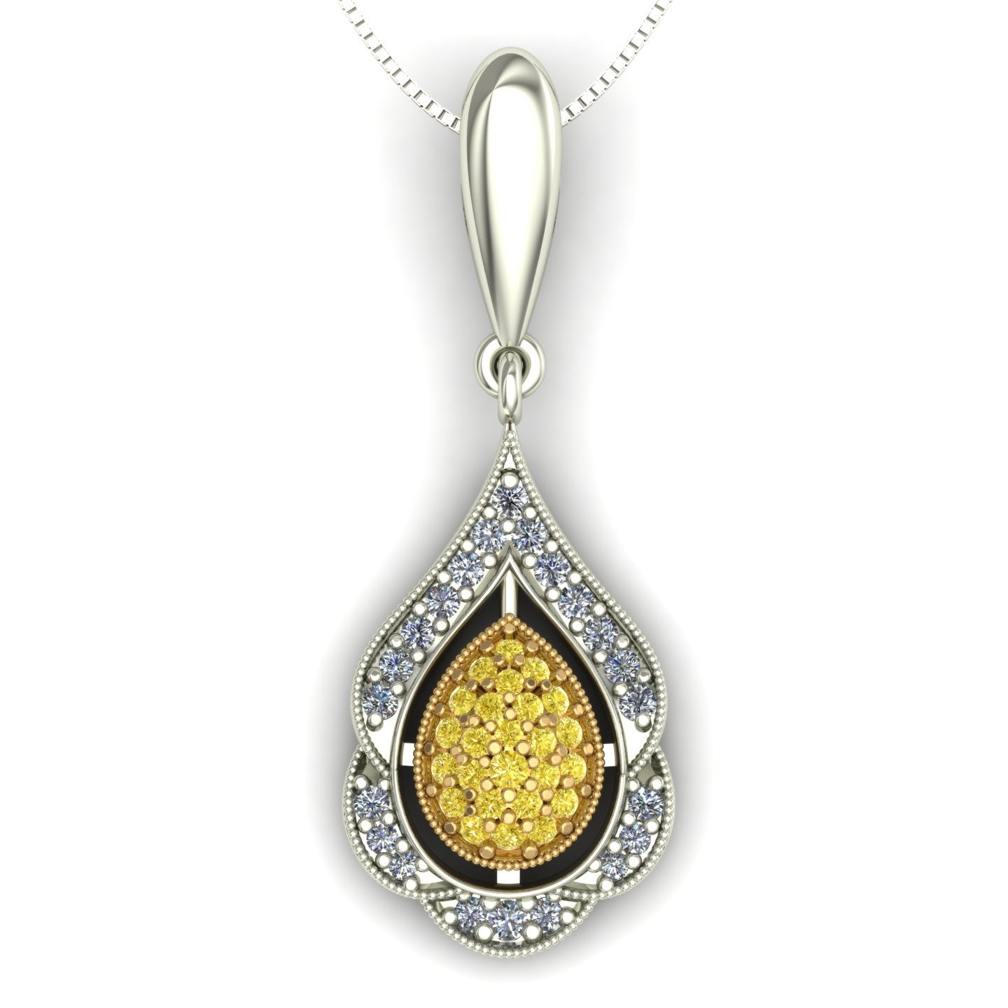 Yellow diamond pavé pendant in 14k yellow and white gold - Charles Babb Designs
 - 1