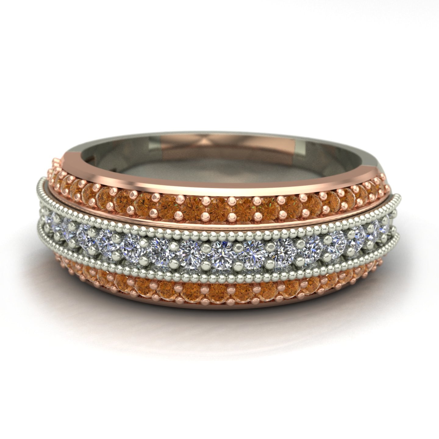 White and cognac diamond band in 14kwhite and rose gold - Charles Babb Designs
 - 2