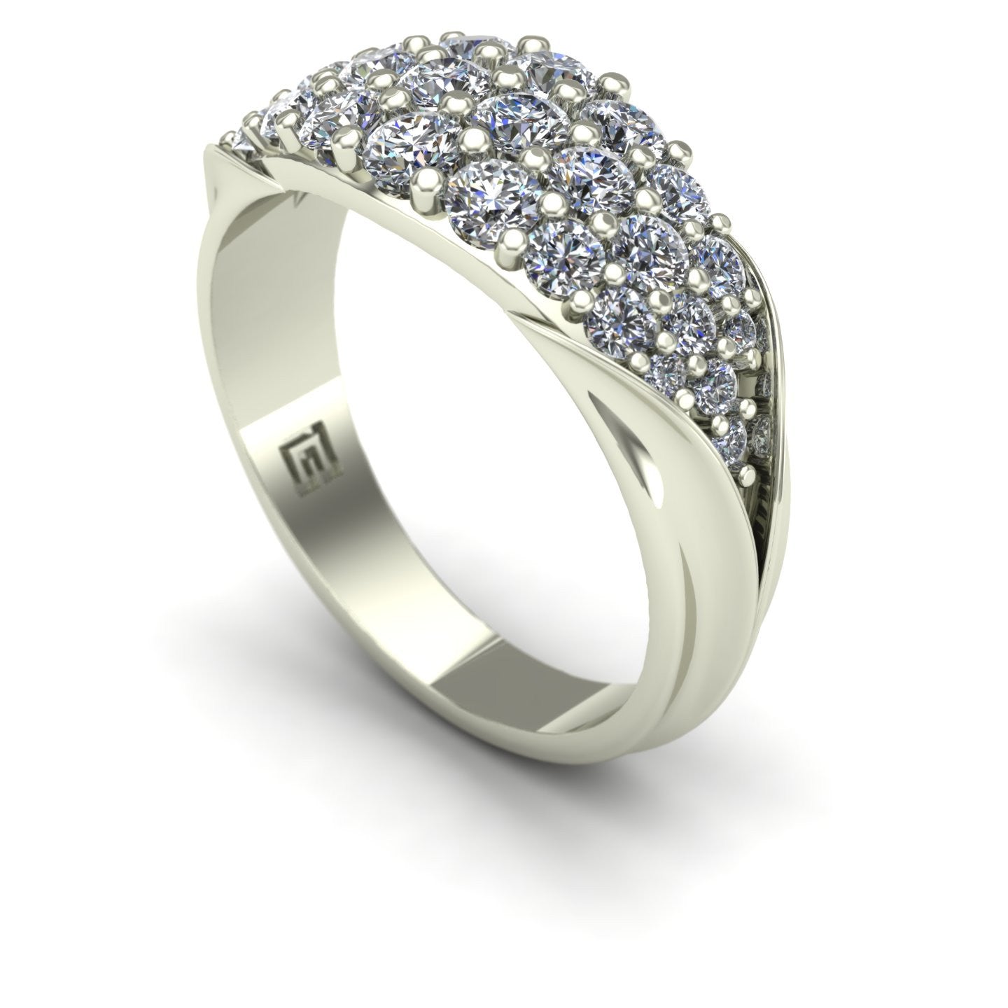 One carat diamond pavé band in 14k white gold