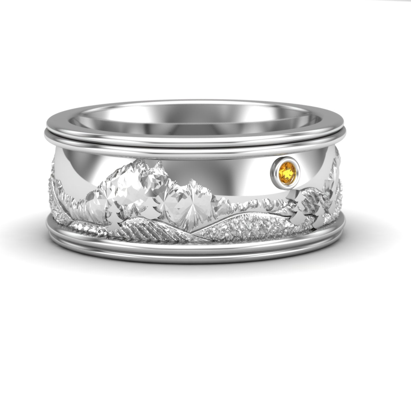 rocky mountain wedding band yellow sapphire in sterling silver - Charles Babb Designs
