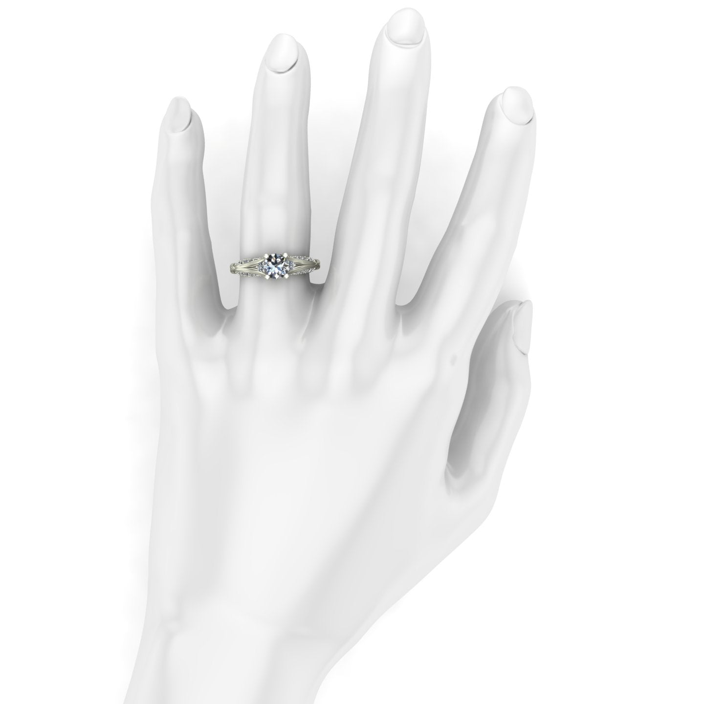 three quarter carat diamond solitaire engagement ring in 14k white gold - Charles Babb Designs - on hand