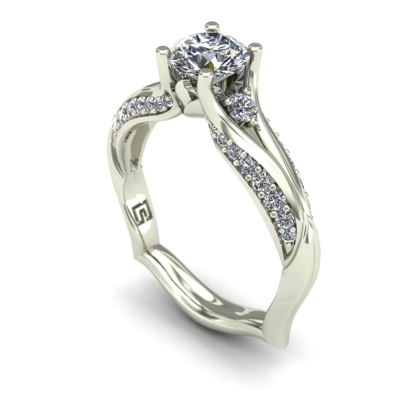 three quarter carat diamond solitaire engagement ring in 14k white gold - Charles Babb Designs