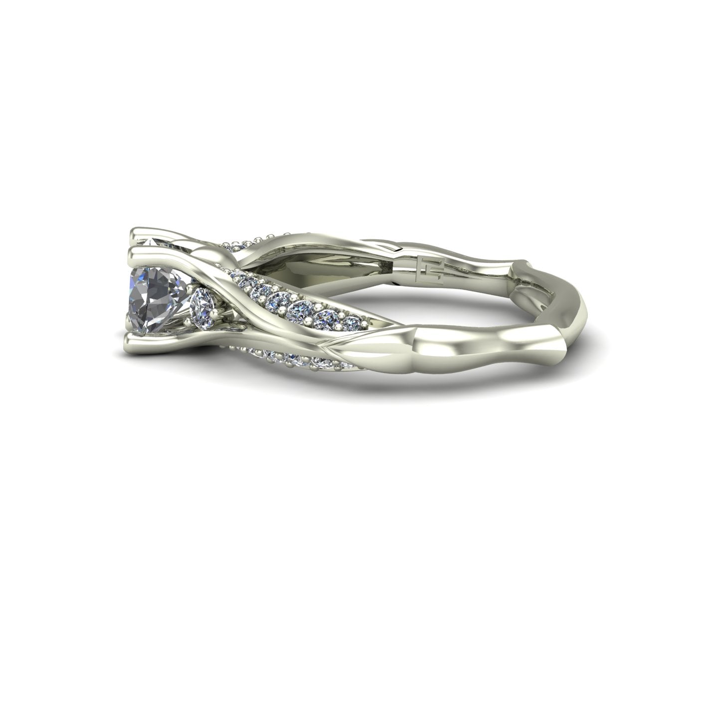 three quarter carat diamond solitaire engagement ring in 14k white gold - Charles Babb Designs - side view
