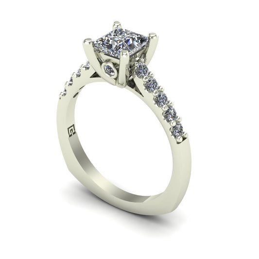 three quarter carat princess cut diamond engagement ring in 14k white gold - Charles Babb Designs
