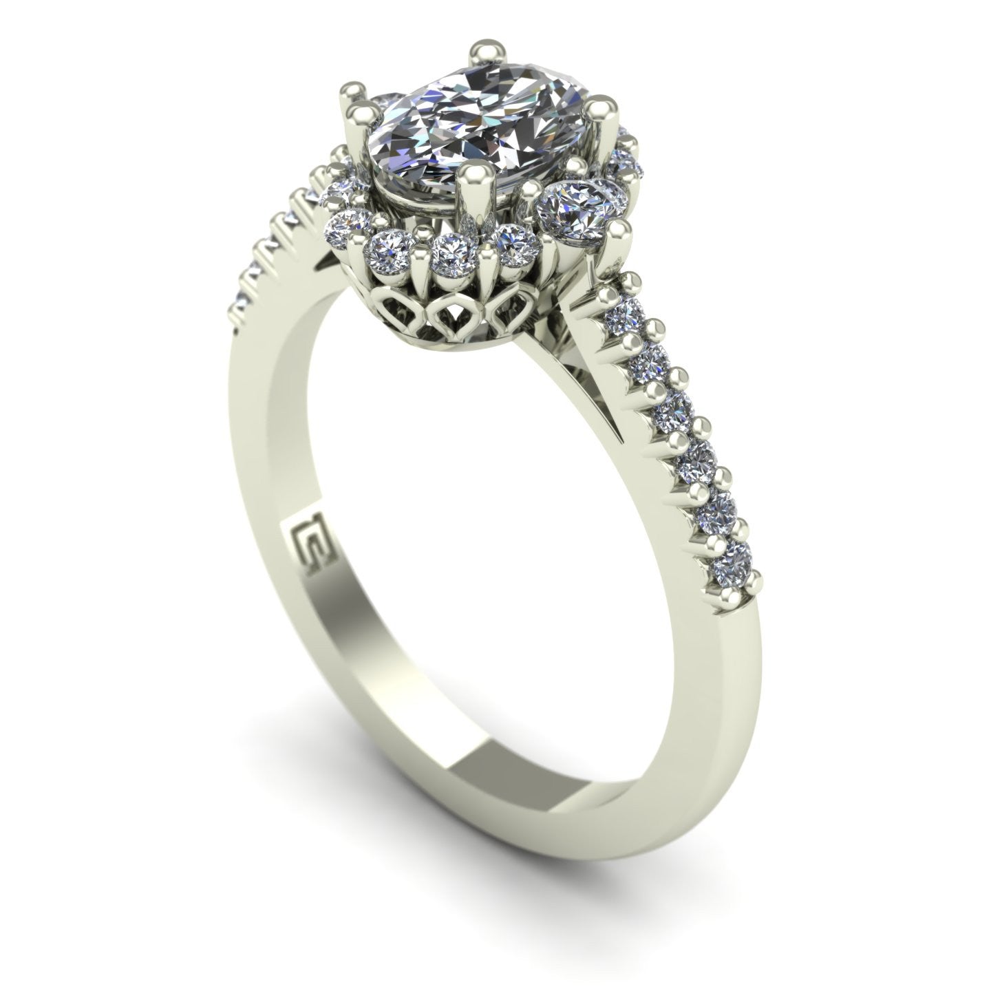 oval diamond engagement ring in 14k white gold - Charles Babb Designs