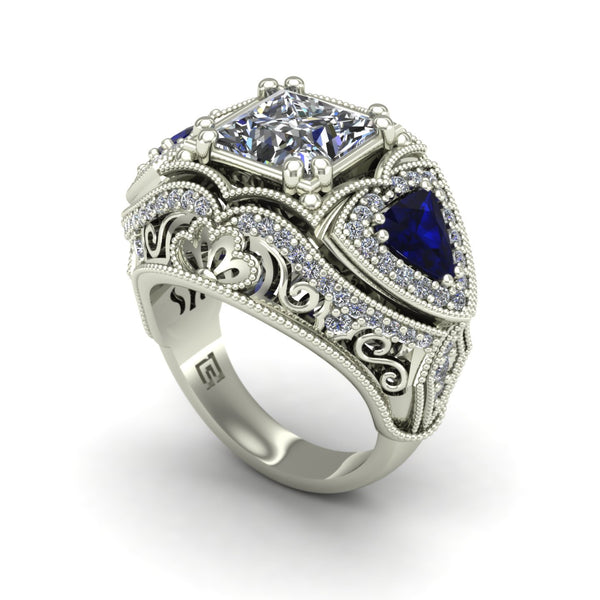 "Heirloom" Limited Edition Princess diamond dome ring in 18k white gold